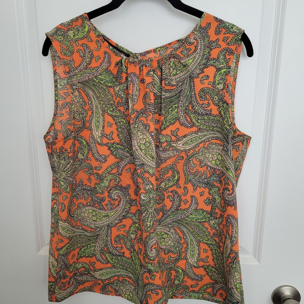 Jones New York Orange Paisley Top
